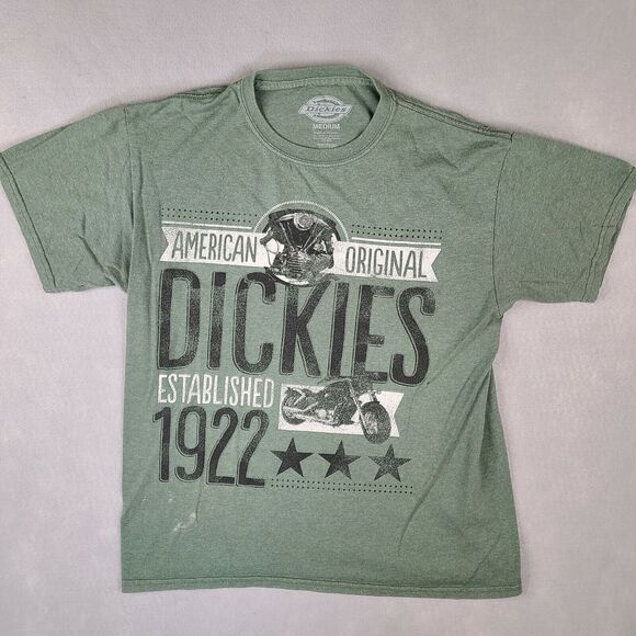 Dickies Men's T-Shirt Medium Green American Original Established 1922 Motorcycle - Picture 1 of 8